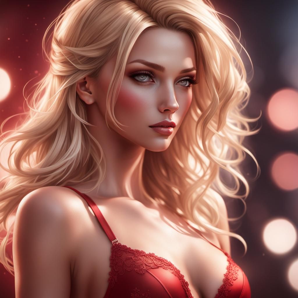 Elegant Red Beauty Unveiled in Sensual Portrait