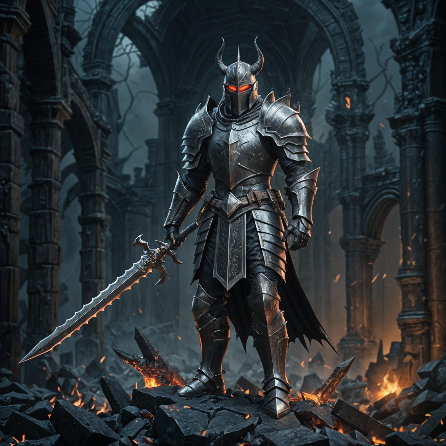 Ethereal Dark Knight Reveals Crumbling Dark Fantasy Realm