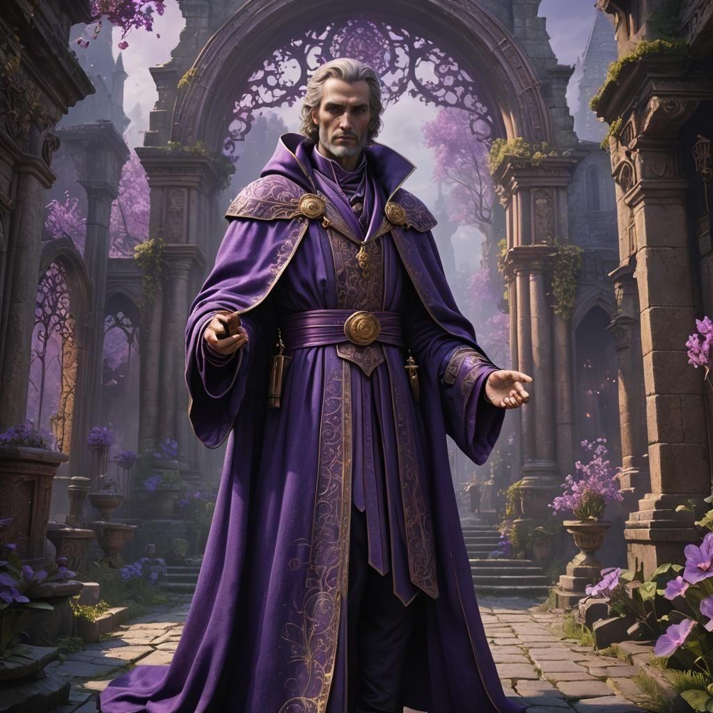 Mystical Saint Germain in Violet Robe, Fantasy Concept Art