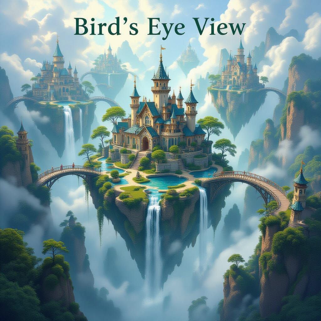 Surreal Floating Islands Bird's Eye View