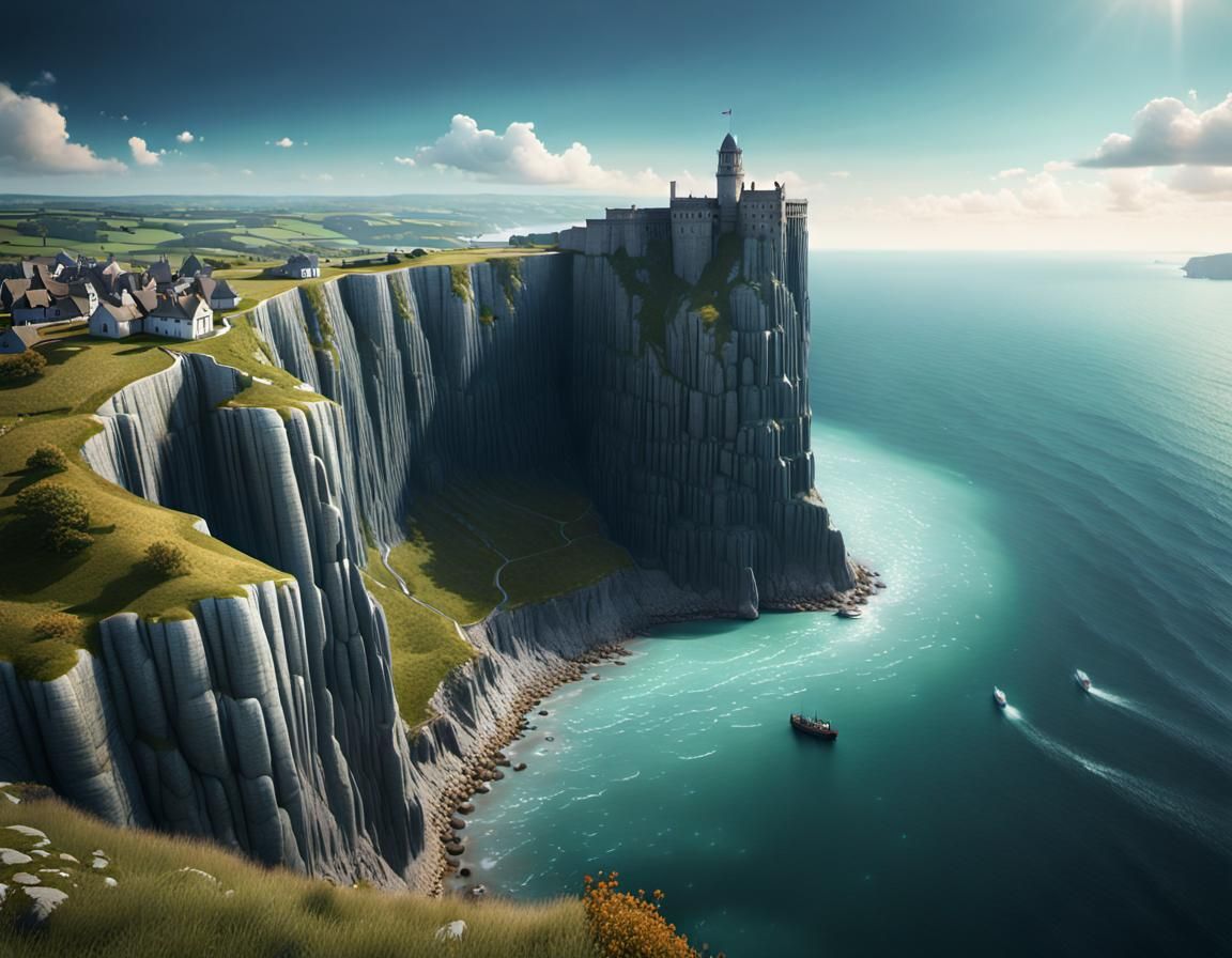 Dover Cliffs Fantasy Seascape in Unreal Engine 5 Style