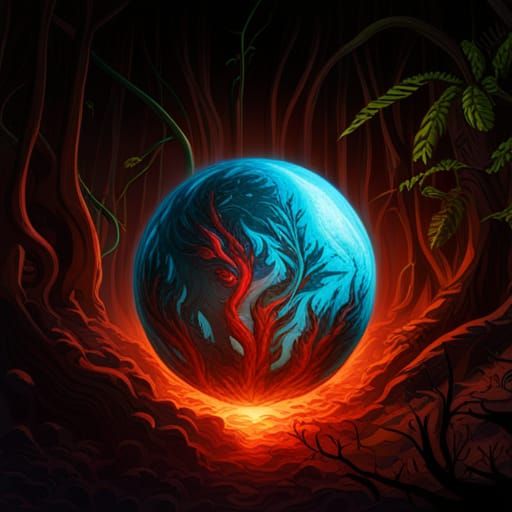 Dragon's Egg in a Bioluminescent Forest