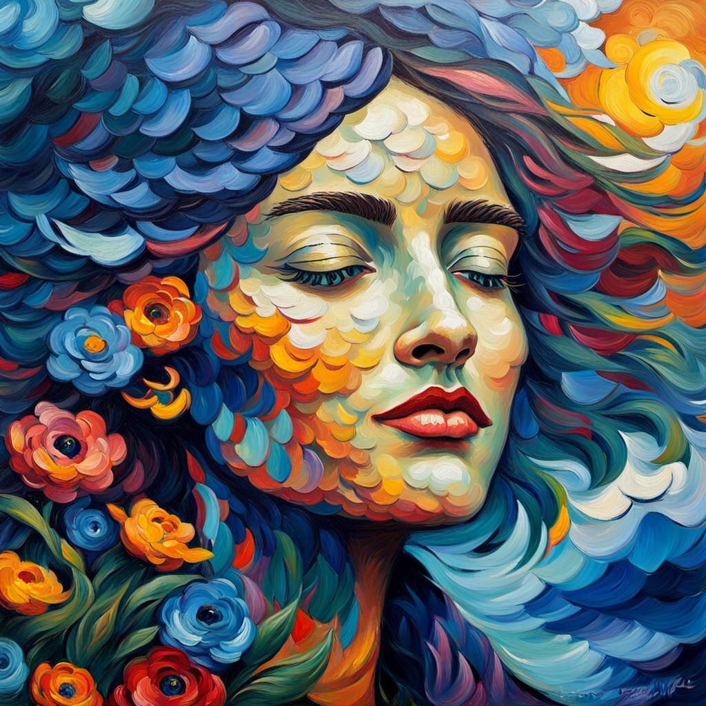 Impasto Portrait in Vibrant Neo-Impressionist Style