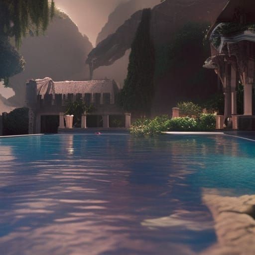 Epic Cinematic Digital Painting of a Pool
