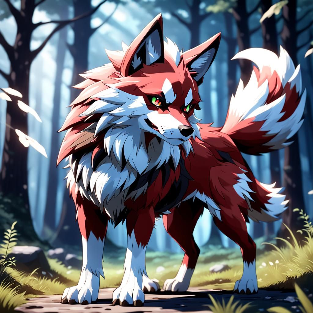 Balto as Lycanroc in Pokémon World Art