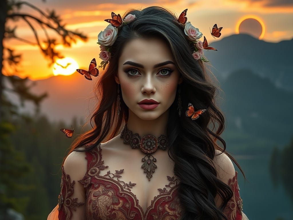 Majestic Slavic Enchantress in Hyperrealistic Portrait