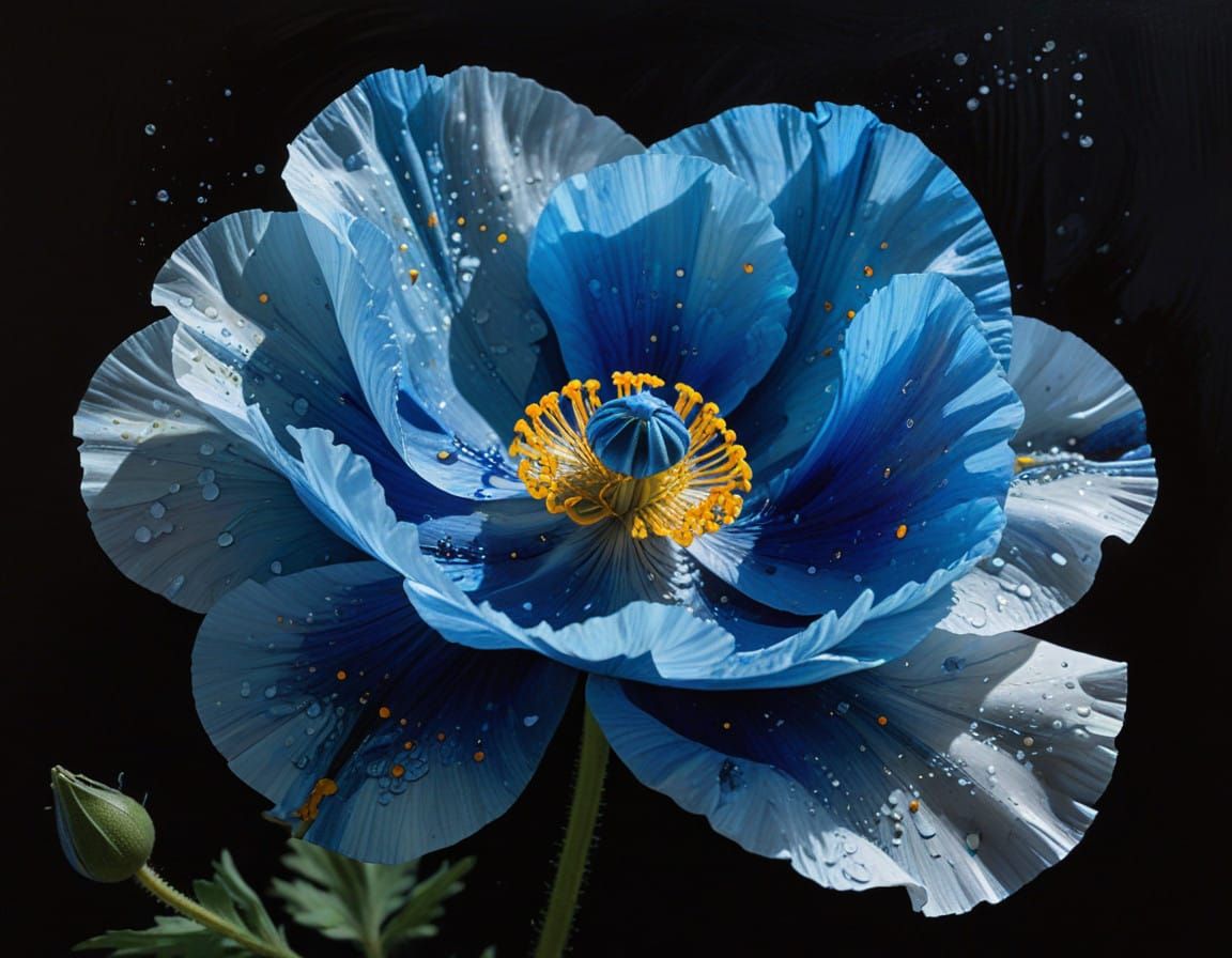 Majestic Himalayan Blue Poppy in Dreamy, Abstract Bloom