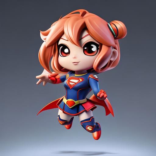 Chibi supergirl space detailed 3D shading