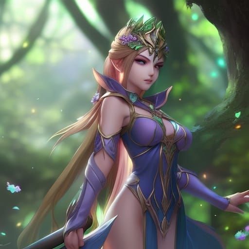 Enchanting Elf Princess Portrait in Forest Setting