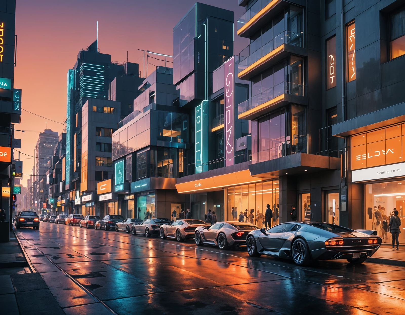 Sleek Futuristic Street in Advanced Technological Aesthetic