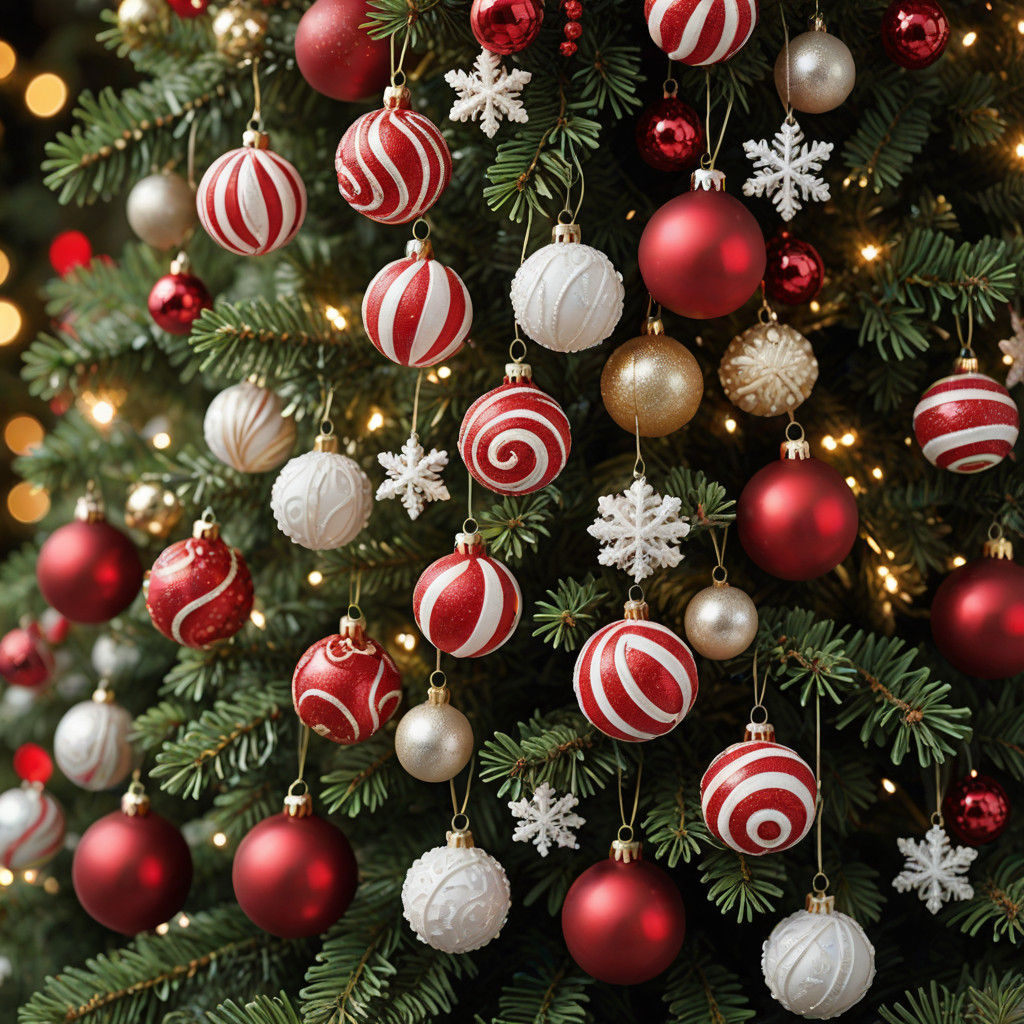 Surreal Close-up of Festive Christmas Tree