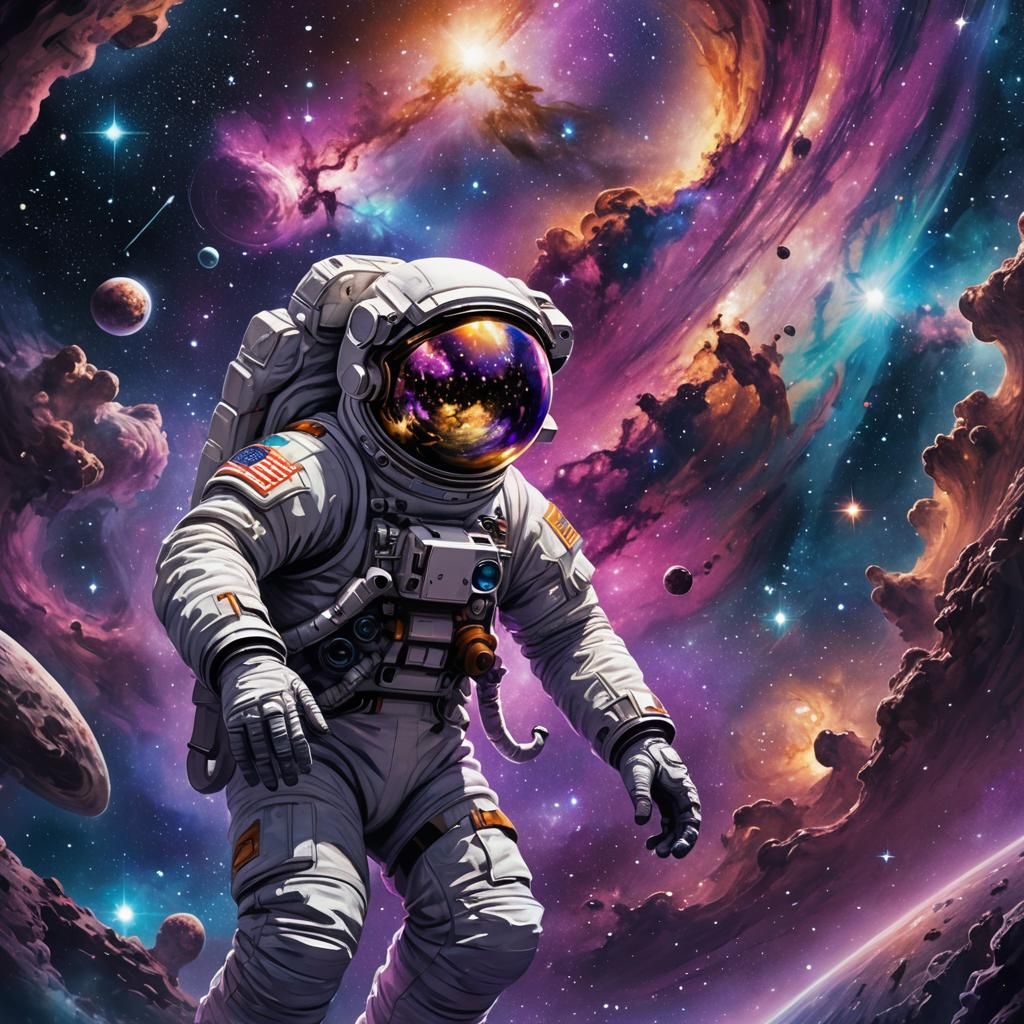 Surreal Cosmic Astronaut Discovers the Wonders of Space in I...