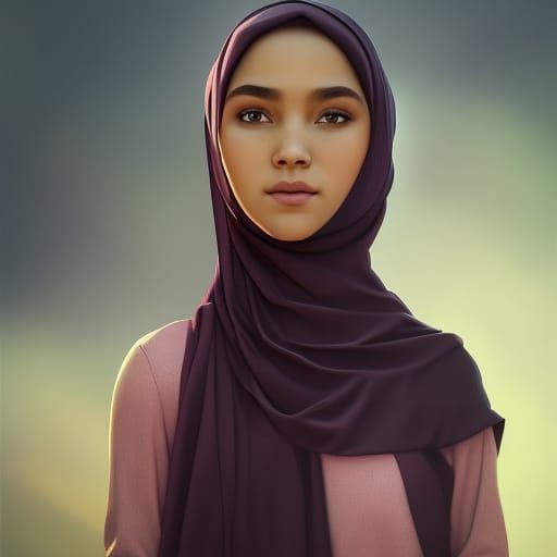 Beautiful Malaysian Girl in Hyperrealistic Hijab Portrait