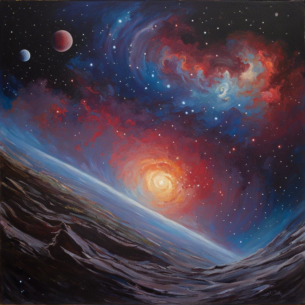 Galaxy in a Dreamy Oil Painting