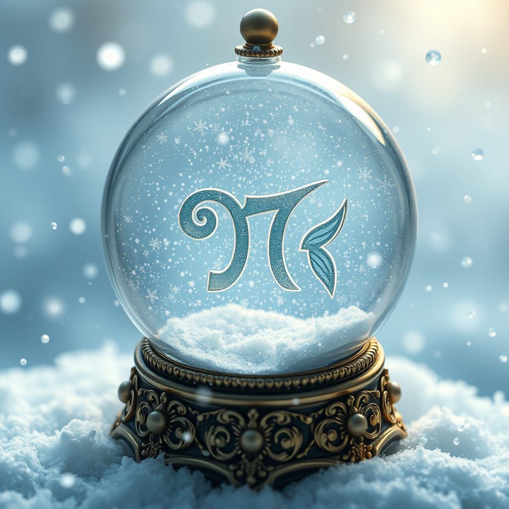 Ethereal Pisces Zodiac in Whirling Snow Globe