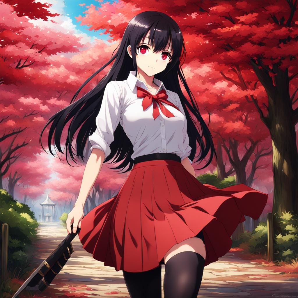Elegant 25-Year-Old Anime Goddess in Crimson-eyed Beauty