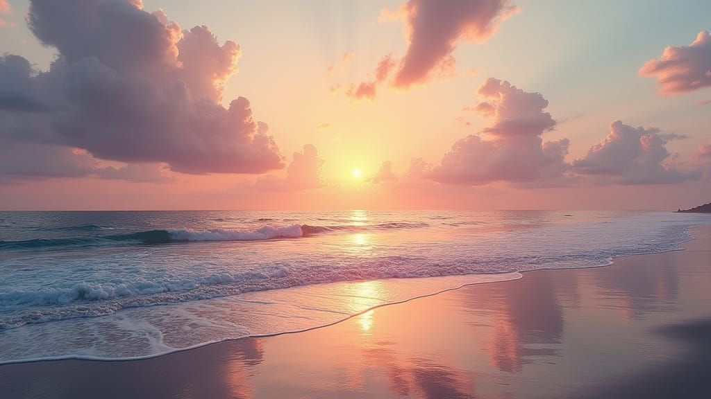 Warm Golden Light Illuminates Tranquil Ocean Scene