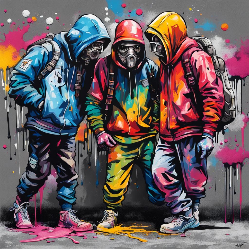 Daring Musketeers in Vibrant Street Art
