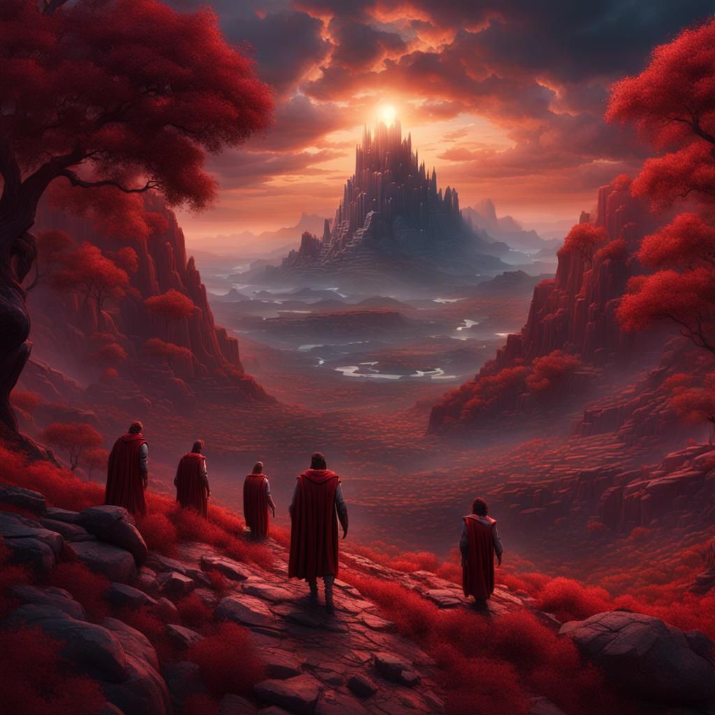 Epic Fantasy Landscape with Dante and Virgil