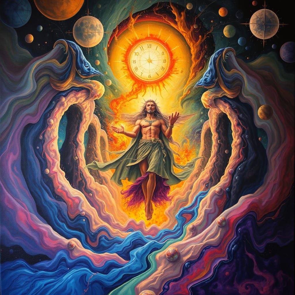 Dream-Shaper God Surrounded by Mysterious Sky Panther in Eth...