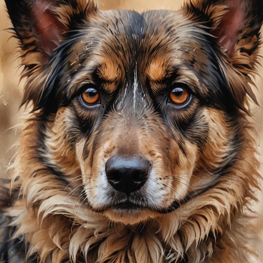 Warm Portrait of a Dog in Soft Focus