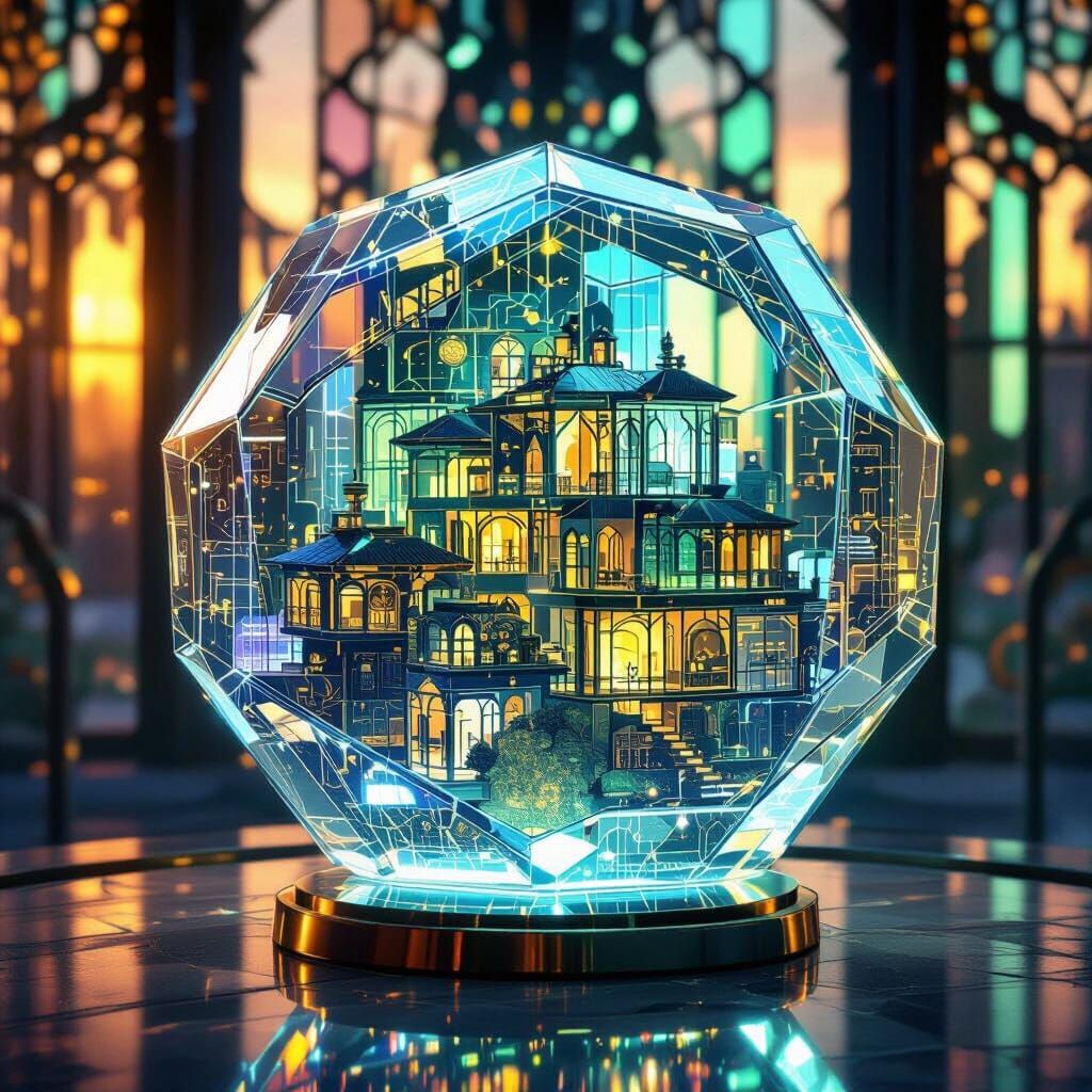 Klimt-Inspired Sci-Fi Townhouse in a Hexagon Orb