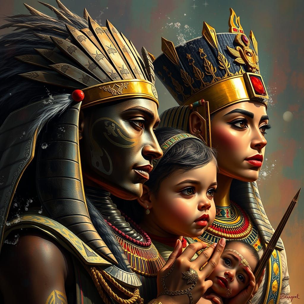 Egyptian Royal Family in Vibrant Mid Shot