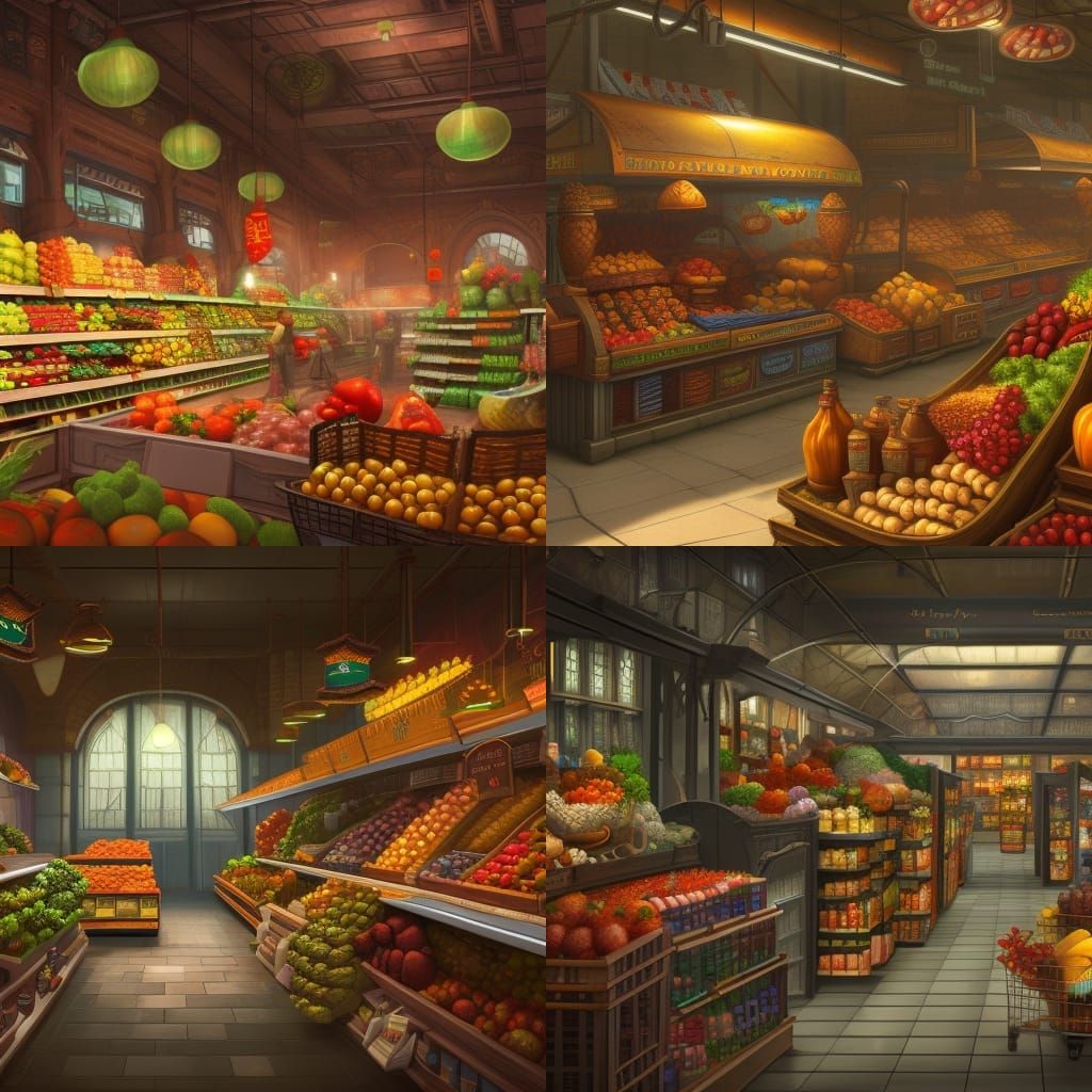 Fantastical Grocery Store in Deep, Vivid Colors