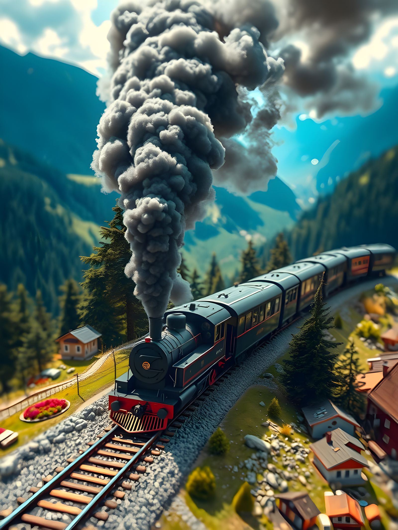 Epic Tilt Shift Train Chugs Through Vibrant Austrian Alps