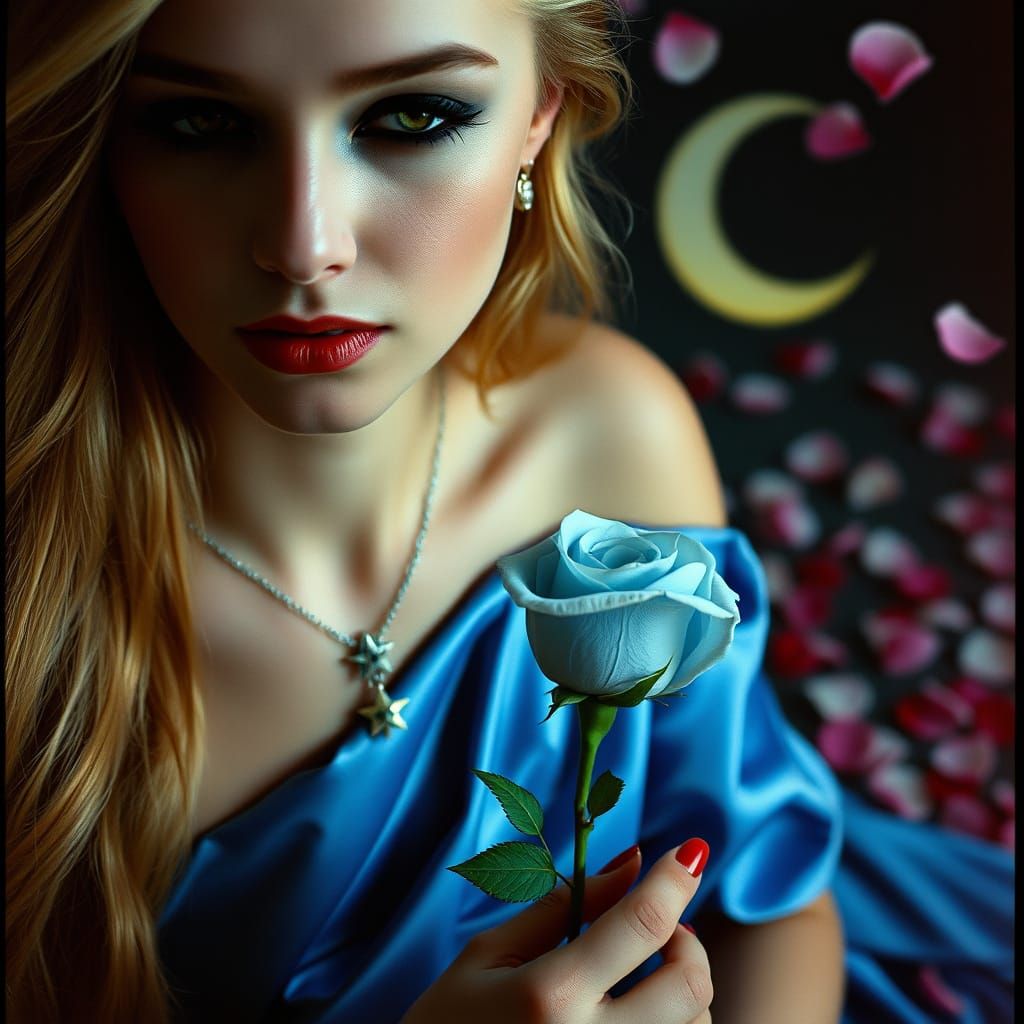 Goddess with Rose in a Dramatic Cinematic Style