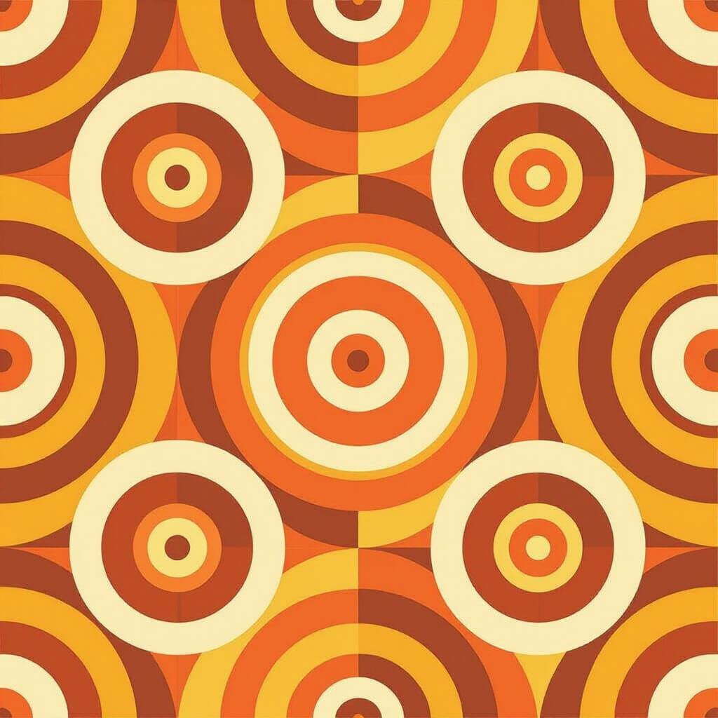 Retro Concentric Circles Fabric Pattern in Art Deco Style