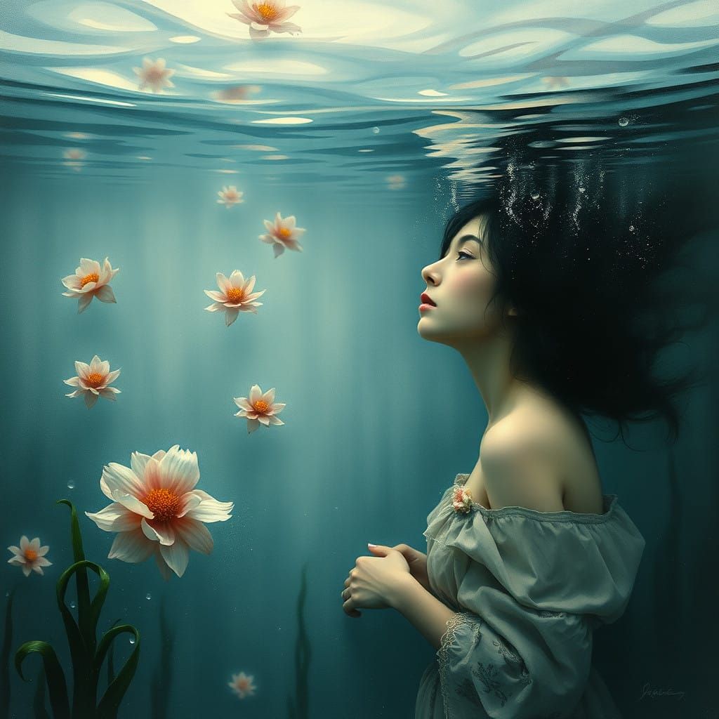 Dreamlike Submerged Realism in Watercolor Style