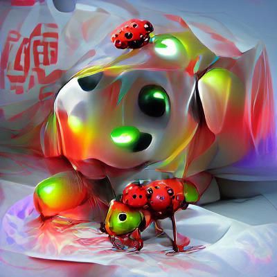 Glowing Robot Dog in a Whimsical Neon Landscape