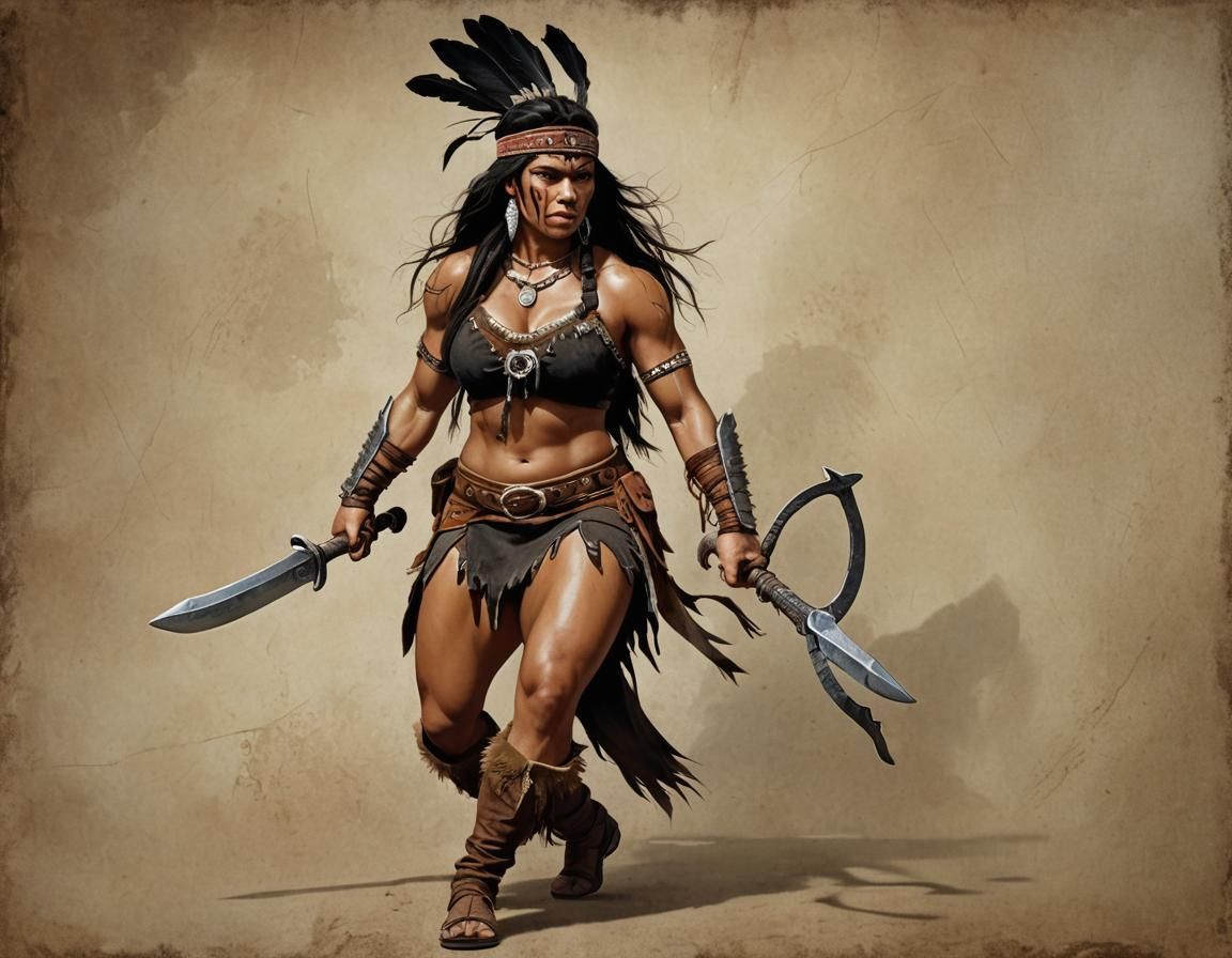 Sensual Barbarian Warrior Goddess Unleashes Fierce Strength...