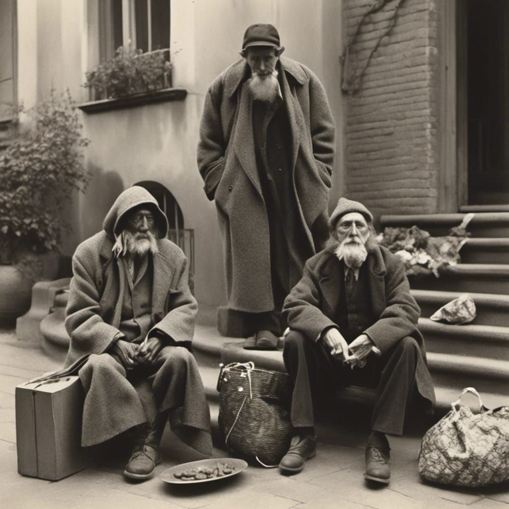 Surreal Figure Contemplates Existence in a City Street