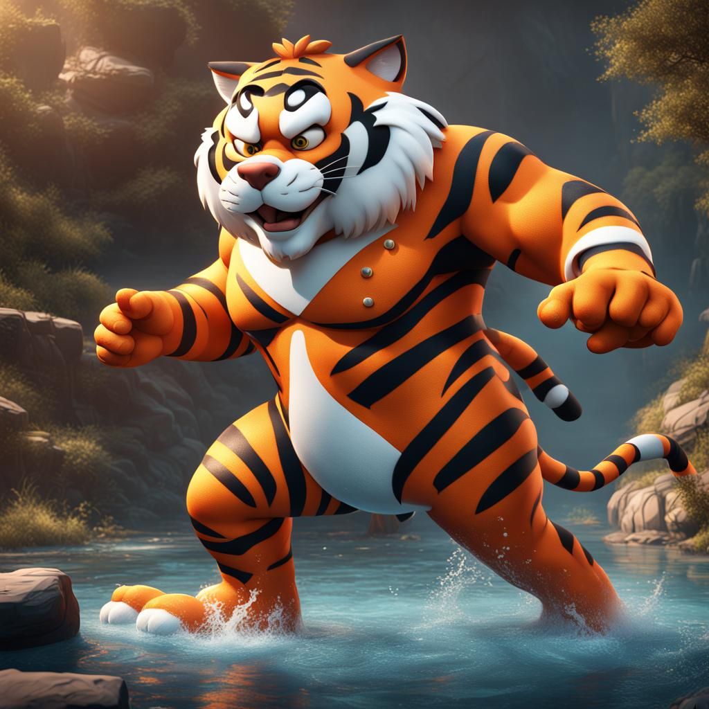 Tony the Tiger in a Fantastical Speedo, Unreal Engine 5 Art