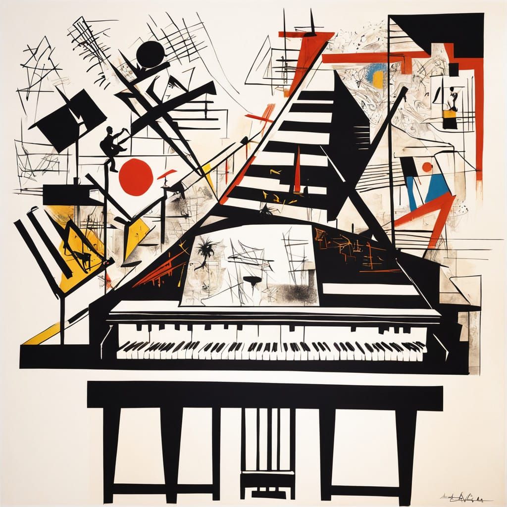 Surreal Cubist Portrait of a Baby Grand Piano