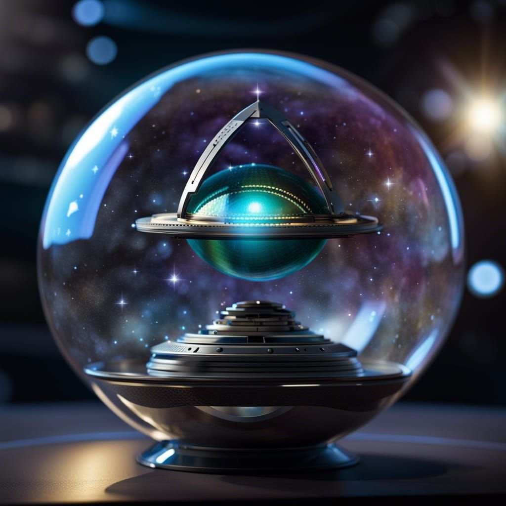 Hyper-Realistic Clockwork Glass Orb with Star Trek Enterpris...