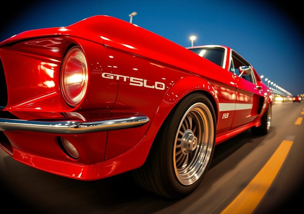Surreal Cherry Red 1967 Shelby Mustang GT-500 as Futuristic....