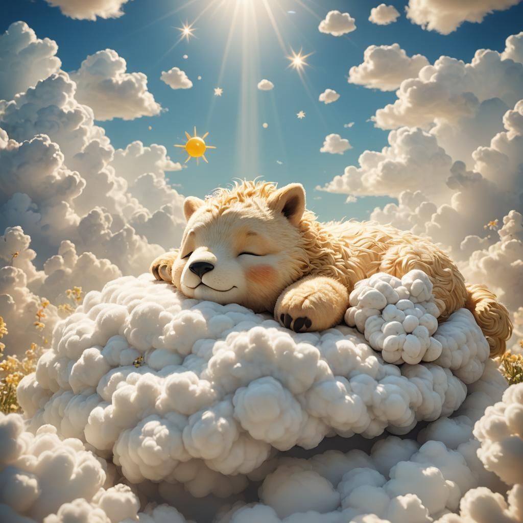 Cute Heavenly Creature Slumbers in Ethereal Skies