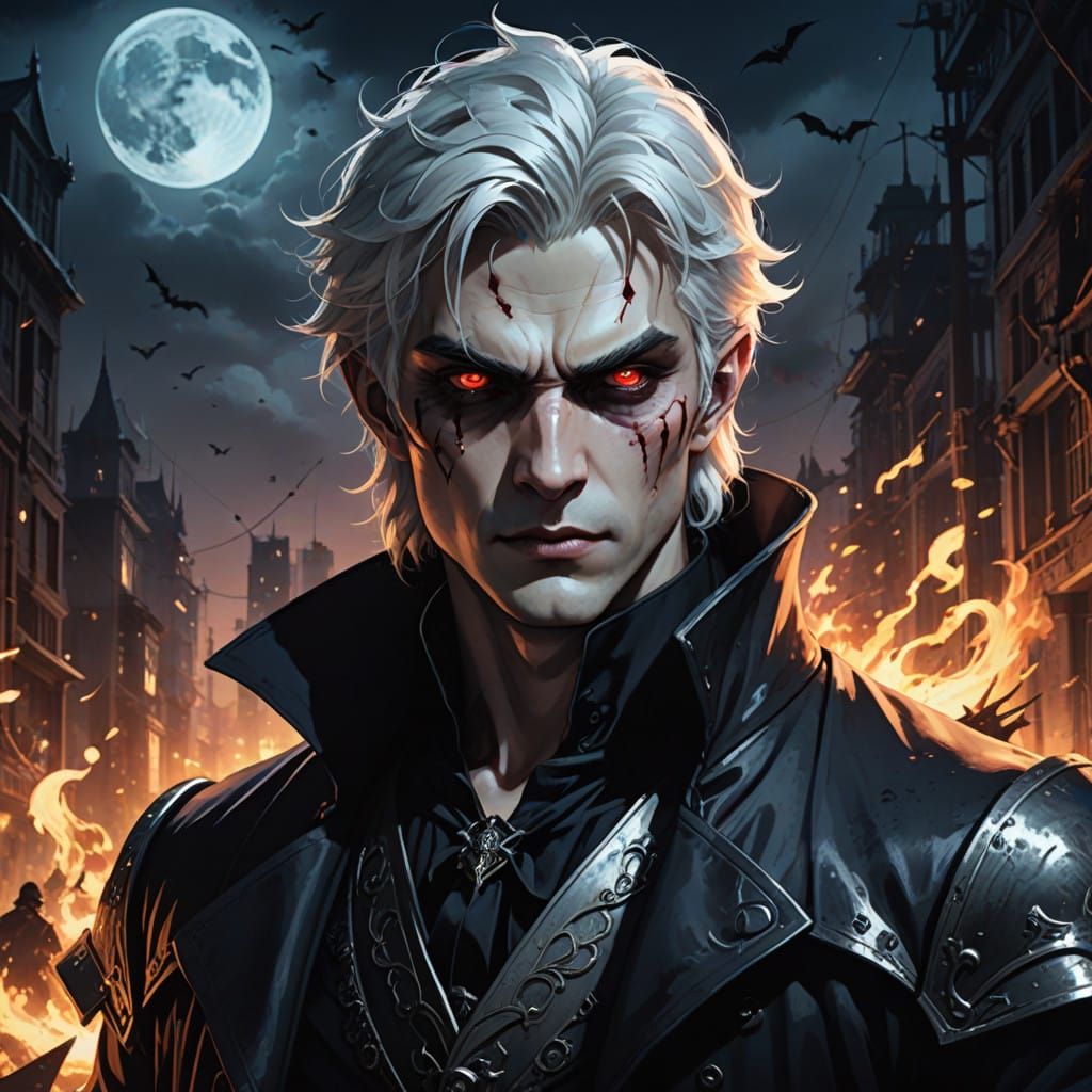 Dark Fantasy Vampire in Epic Anime Battle