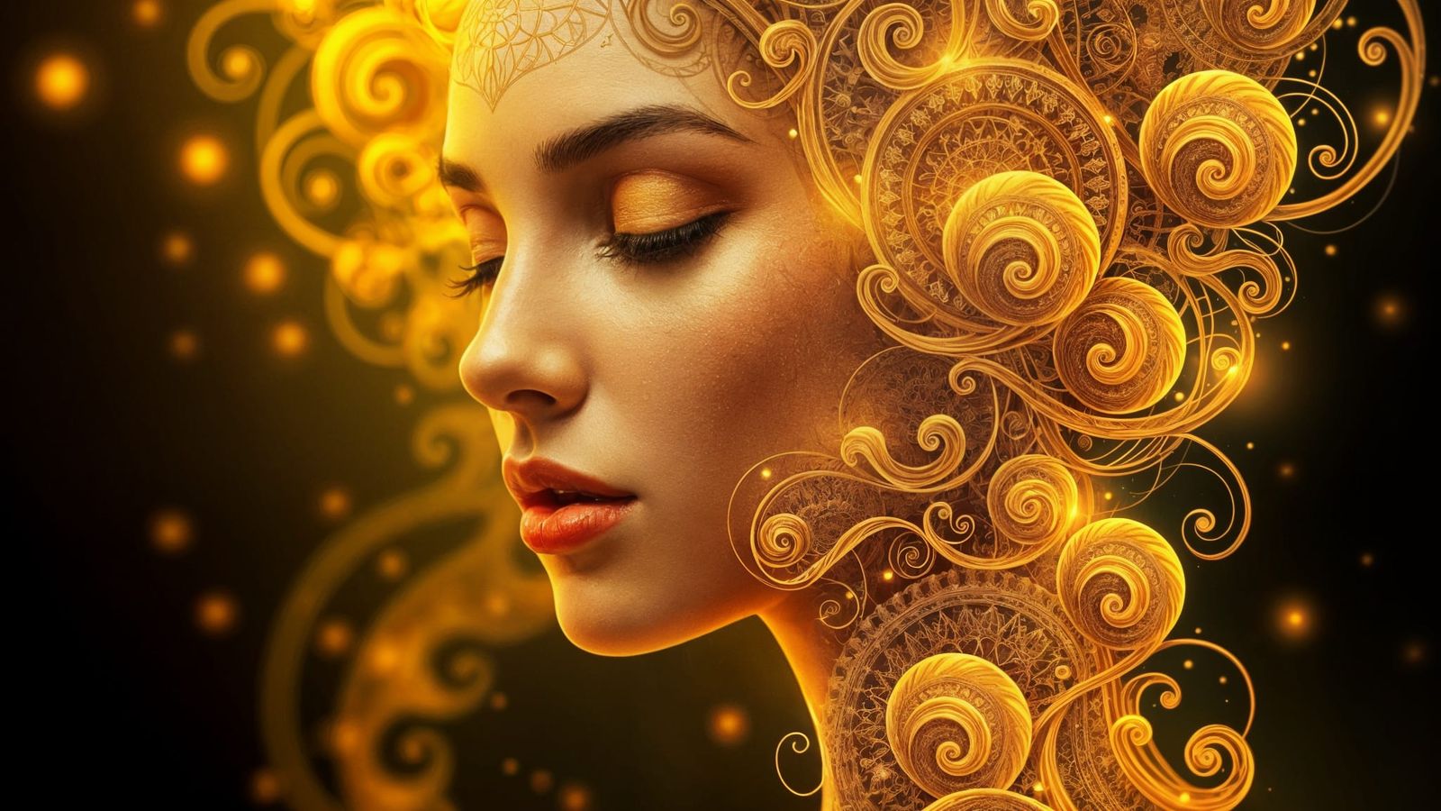 Abstract Klimt-Inspired Fractal Art in Art Nouveau Style