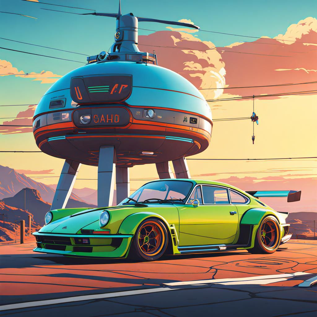 Retro Futuristic Porsche Poster Art in Stunning Detail