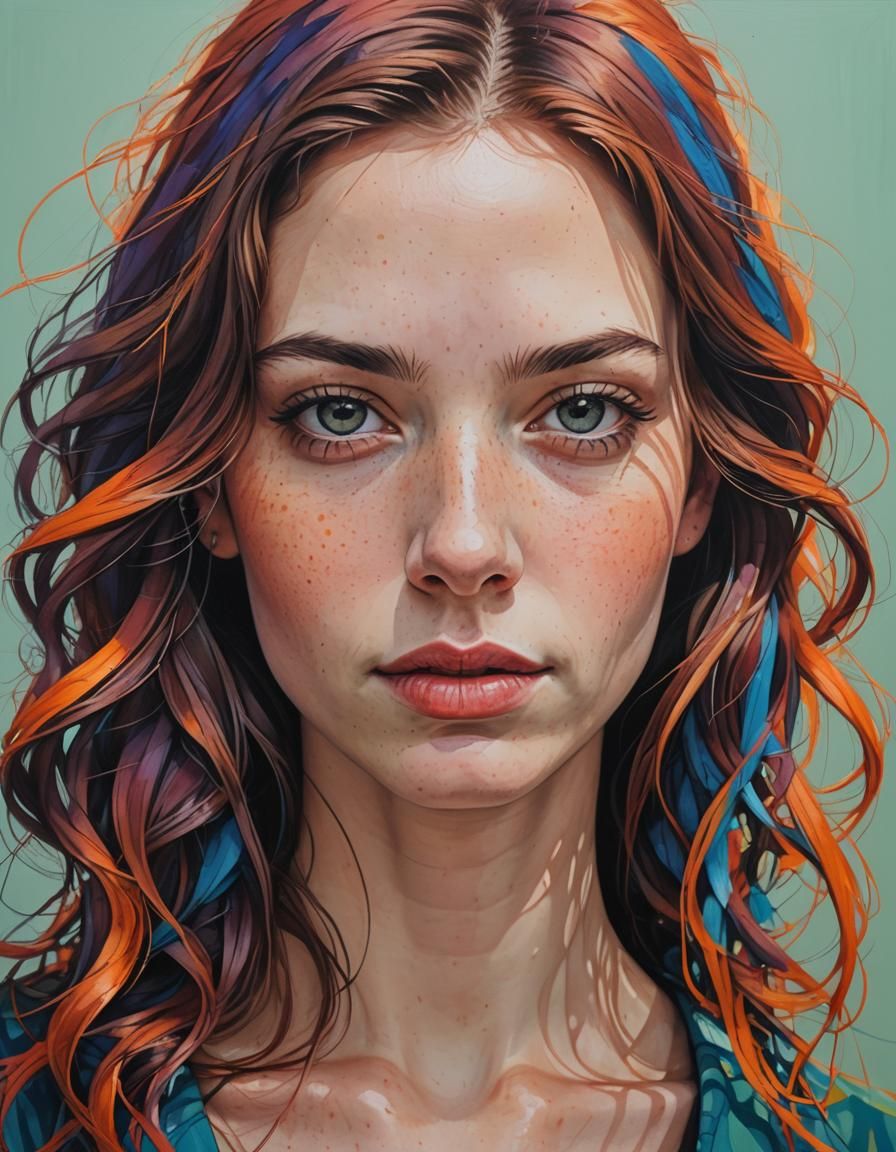 Portrait of a Young Girl in Vibrant Colors