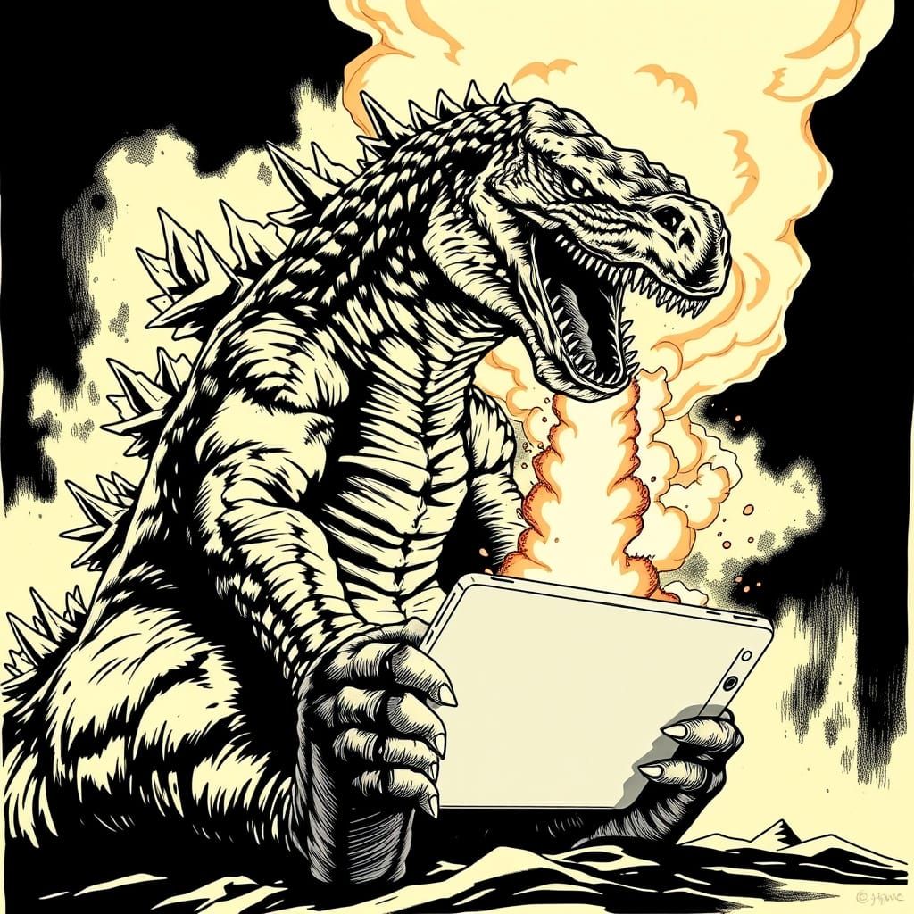 Godzilla Unleashes Atomic Breath in Digital Rage