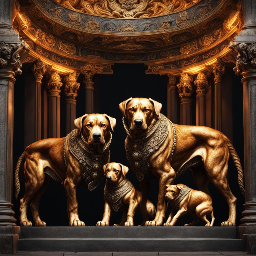 Surreal Portrait of the Three-Headed Guardian of Hades