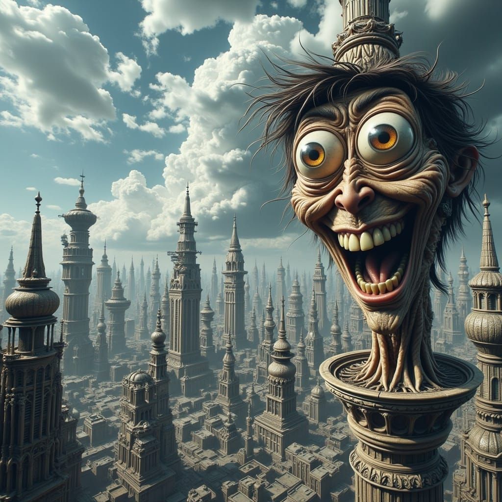 Surreal Cityscape in Hyper-Maximalist Style