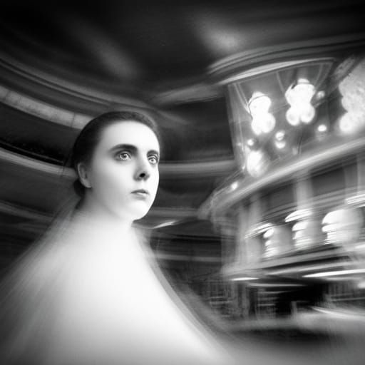 Spooky Carnival Ghost in Black and White