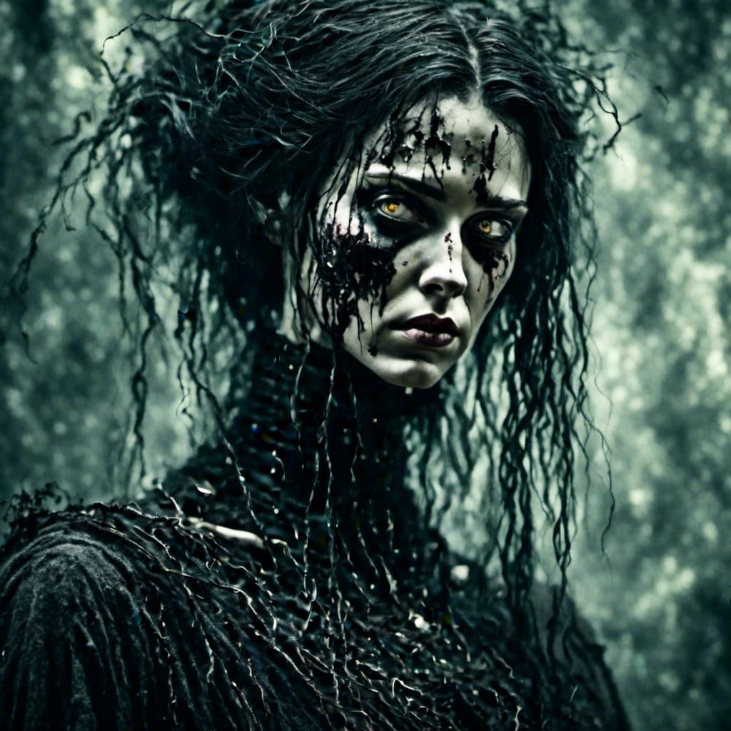 Ethereal Femme Fatale in Cyberpunk Fantasy