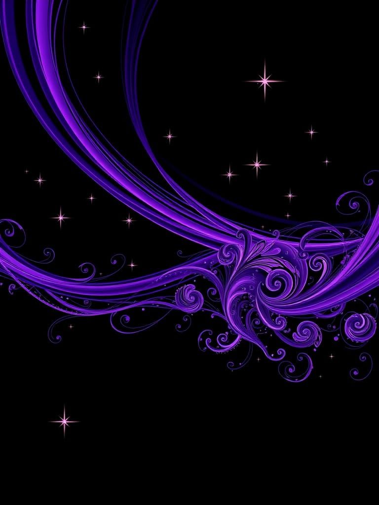 Subtle purple streaks like shooting stars on a black background